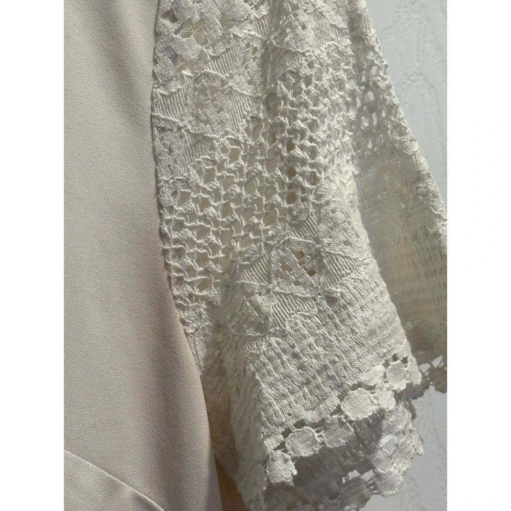 Michael Kors‎ Cream Lace Sleeve Pleated Zip Front Blouse MS54K351MH Mens L
